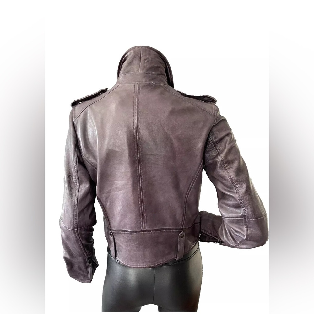 Bod & Christensen (Grace) steel mauve Leather biker Moto Jacket Medium NWT A30 - Picture 3 of 11